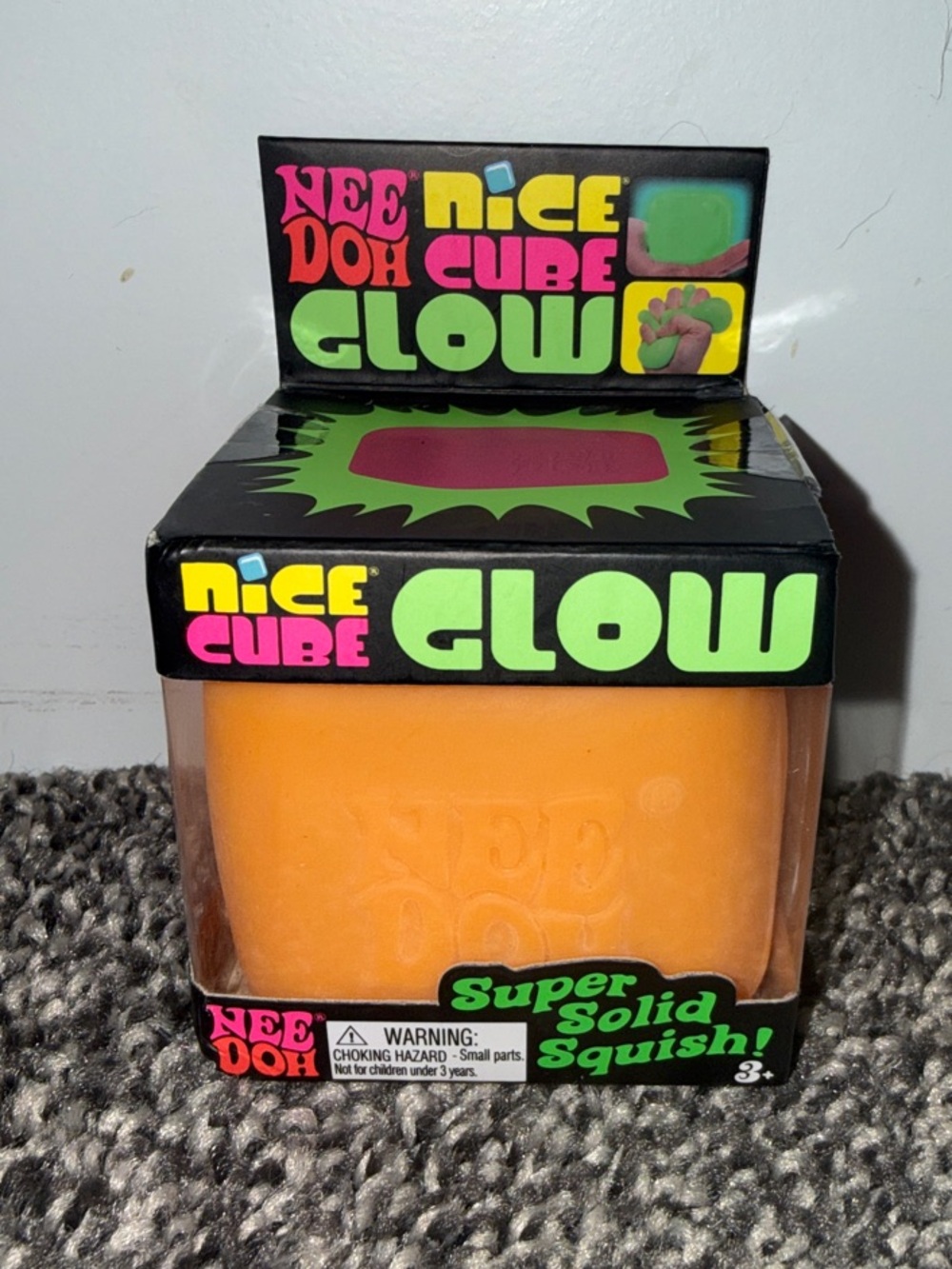 NeeDoh Nice Cube Glow Orange Kids Squishy Toy